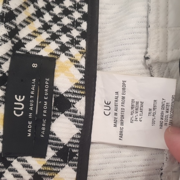 CUE Size 8 Belted Check Winter Pants Black and Yellow - Picture 6 of 7